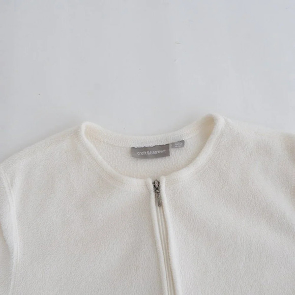 Vintage Croft And Barrow Cream Embroidered Moose Forest Zip Cardigan Sweater M - Picture 9 of 9